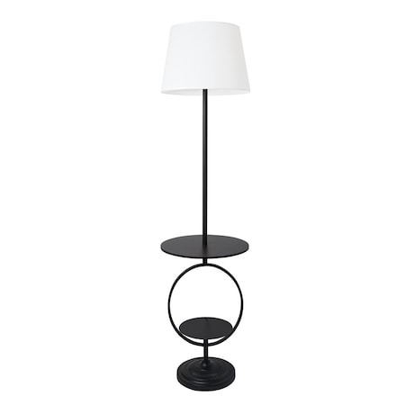 Feeltheglow Bedside Nightstand End Table Dual Shelf Decorative Floor Lamp&amp;#44; Black FE2754688